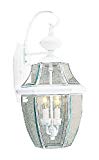 Livex Lighting 2251-03 Outdoor Wall Lantern with Clear Beveled Glass Shades, White For Sale