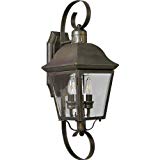 Progress Lighting P5688-20 2-Light Andover Medium Wall Lantern with Solid Brass Construction, Antique Bronze For Sale Progress Lighting P5688-20 2-Light Andover Medium Wall Lantern with Solid Brass Construction, Antique Bronze For Sale