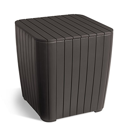 Cheap Keter Luzon Patio Side Coffee Table Outdoor Furniture Durable Resin Plastic Matte Wood Look, Brown