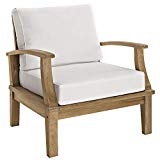 Modway Marina Teak Wood Outdoor Patio Armchair in Natural White Review Modway Marina Teak Wood Outdoor Patio Armchair in Natural White Review