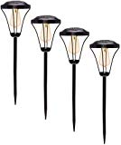 GreenLighting 4 Pack Solar Path Lights – Industrial Style Triangular Stake Light w/Edison Bulb by (Black)