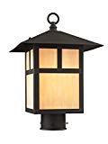 Livex Lighting 2134-07 Montclair Mission 1 Light Outdoor Bronze Finish Solid Brass Post Head with Iridescent Tiffany Glass Livex Lighting 2134-07 Montclair Mission 1 Light Outdoor Bronze Finish Solid Brass Post Head with Iridescent Tiffany Glass