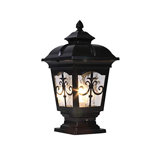 Rishx European Villa Garden Wall Column Light Lantern Vintage Rainproof Aluminum Landscape Pillar Lamp Outdoor Safe E27 LED Patio Post Lighting Fixture for Villa Doorway Balcony (Color : Black) Review