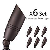 Alice Solid Brass Landscape Spotlight Outdoor Landscape Lights 12V Low Voltage with Ground Spike for Outdoor (6 Packs) For Sale