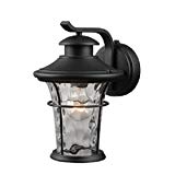 Cheap Outdoor Lighting Wall Mount Lantern with Dusk-to-Dawn Light Control of Hardware House Features Water Glass Shade, Textured Black Finish