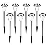 AZIRIER Solar Lights Waterproof Solar Garden Lights, Stainless Steel Solar Landscape Lights Outdoor for Lawn Patio Yard Garden Walkway 8 Pack For Sale