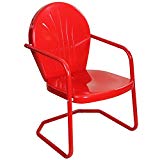 LB International 34″ Vibrant Red Retro Metal Outdoor Tulip Chair For Sale