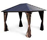 Kozyard Rosana 10’x12′ Hardtop Aluminum Permanent Gazebo with 2-Layer Sidewalls (Rosana 10’x12′)