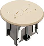 Arlington FLBAR101LA-1 Adjustable Round Floor Box Kit with Outlet and Plate, for Installed Floors, 1-Gang, Light Almond, 1-Pack