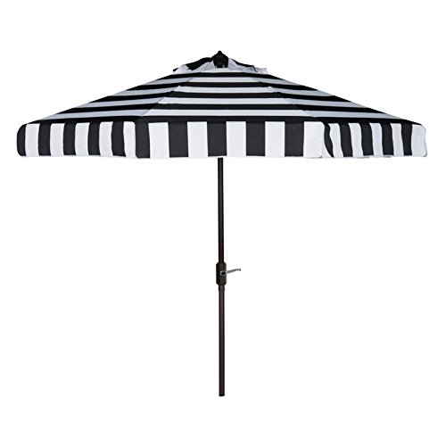 Safavieh PAT8003A Outdoor Collection Elsa Fashion Line Auto Tilt Umbrella, 9', Black/White