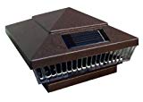 2-Pack Solar Hammered Brown Finish Post Deck Fence Cap Lights for 5″ X 5″ Vinyl/PVC or Wood Posts With White LEDs and Vertical-lined Clear Lens