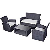 TANGKULA Patio Furniture Set Outdoor Poolside Cushioned Wicker Sectional Sofa Set Balcony Conversation Set For Sale