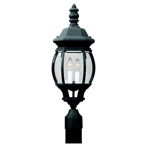 Sea Gull Lighting 82200-12 Outdoor Post Mount with Clear Beveled Glass Shades, Black Finish