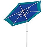 Cheap AMMSUN 6 Panels 7ft Polyester Fabric Heavy Duty Air-Vent UV Protection Patio Umbrella Beach Umbrella with Zinc Tilt Dark Green