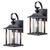 Cheap Twin Pack – Designers Impressions 73478 Black Outdoor Patio/Porch Wall Mount Exterior Lighting Lantern Fixtures with Clear Glass