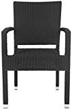 Safavieh Outdoor Living Collection Kelda Wicker Arm Chairs, Black, Set of 2
