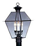 Livex Lighting 2384-04 Westover 3 Light Outdoor Black Finish Solid Brass Wall Lantern  with Clear Beveled Glass