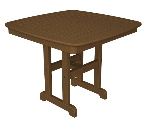 POLYWOOD NCT37TE Nautical Dining Table, 37-Inch, Teak For Sale