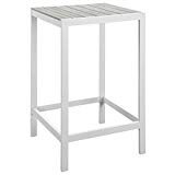 Modway Maine Aluminum Outdoor Patio Bar Table in White Light Gray Modway Maine Aluminum Outdoor Patio Bar Table in White Light Gray