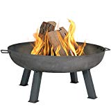 Sunnydaze 34 Inch Large Fire Pit Bowl, Outdoor Wood-Burning, Steel Colored Cast Iron