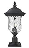 Z-Lite 533PHM-533PM-BK Armstrong Outdoor Post Mount Light, Aluminum Frame, Black Finish and Clear Water Glass Shade of Glass Material