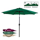 BaoChen 9Ft Outdoor Patio Umbrella ? Table Umbrella with Push Button Tilt and Crank w/o Stand Backyard Market Garden Parasol, 8 Ribs,Green Review