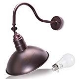 14″ Bronze Barn Light Fixture with Adjustable 19 3/4″ Gooseneck Arm and 9W A19 LED Bulb Included – 800 lumens – Indoor/Outdoor Use – Sign Lighting – LED Wall Lamps (3000K Warm White) For Sale