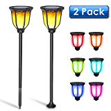 LOFTER Landscape Path RGB Color Change Waterproof IP65, Auto On/Off Outdoor Pathway LED Wireless Solar Sensor Light with 6 Co, Black Review