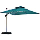 PURPLE LEAF 10 Feet Double Top Deluxe Square Patio Umbrella Offset Hanging Umbrella Outdoor Market Umbrella Garden Umbrella, Turquoise Blue Review