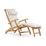Cheap Barbuda Captain Steamer Teak Lounge Chair with Canvas Color Cushion