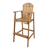 Great Deal Furniture Malibu Outdoor Natural Stained Acacia Wood Adirondack Barstools (Set of 4) For Sale