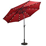 IHP 10FT Patio Solar Umbrella LED Patio Market Steel Tilt W/ Crank Outdoor New – Burgundy For Sale