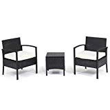 Pamapic 3 Piece Furniture Sets, All-Weather Black Wicker Single Armchair with Washable Seat Cushions & Table,Indoor/Outdoor Use Patio, Backyard, Porch, Garden, Balcony, 3 PCS Pamapic 3 Piece Furniture Sets, All-Weather Black Wicker Single Armchair with Washable Seat Cushions & Table,Indoor/Outdoor Use Patio, Backyard, Porch, Garden, Balcony, 3 PCS