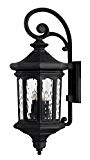 Hinkley 1605MB-LL Raley – 31.5″ 20W 4 LED Outdoor Large Wall Mount, Museum Black Finish with Clear Water Glass For Sale