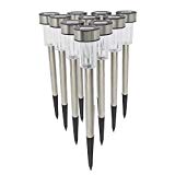 Cheap Logical Luxury Decorative Outdoor Solar Garden Lights (10 Pack) enhances Pathways driveways patios and gazebos; Classic Simple Stainless Steel Design; Soft White LED Powered; Water/Weatherproof