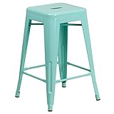 Cheap Flash Furniture 24” High Backless Mint Green Indoor-Outdoor Counter Height Stool