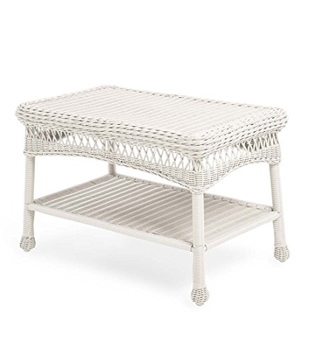 Plow & Hearth 39006-BWH Easy Care Outdoor Resin Wicker Coffee Table, 29.5