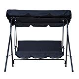 koonlertshop Patio Outdoor Swing Chair Polyester Canopy Garden Hammock Awning Bench Water Resistant Seat Black #505 Review