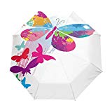 Cheap LORVIES Butterflies And Line Brushes Automatic 3 Folding Parasol Sun Protection Anti-UV Waterproof Umbrella for Women