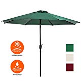 Cheap UHINOOS 9 ft Patio Umbrella,Outdoor Umbrella with Crank and 8 Ribs,100% Polyester Aluminum Alloy Pole Tilt Button Outside Table Umbrella.Fade Resistant Water Proof Patio Table Umbrella,Green