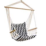 Bestmart INC Hanging Rope Quilted Hammock Swing Chair Patio White/Black Cushion Seat Indoor/Outdoor Swing