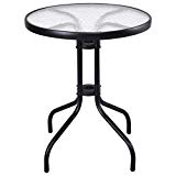 Tangkula 24″ Patio Table Garden Yard Outdoor Lawn Indoor Tempered Glass Top Steel Frame Coffee End Side Table (Black Round) Review