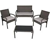 Sunnydaze Pompeii 4-Piece Outdoor Wicker Rattan Lounger Patio Furniture Set with Grey Cushions Review