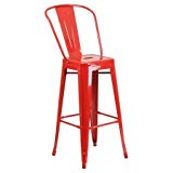 Indoor-Outdoor Barstool, Bistro Style Barstool, Curved Back with Vertical Slat, Drain Hole in Seat, Modern Design, Vintage Style Barstool, Great Option for Indoor and Outdoor Use + Expert Guide For Sale
