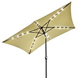 Cheap AMPERSAND Solar Rectangular Tilt Patio Umbrella with 20 LEDs (10 Ft. x 6.5 Ft) (Beige)