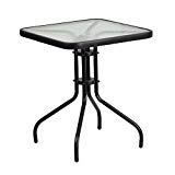 Flash Furniture 23.5” Square Tempered Glass Metal Table