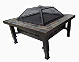 Global Outdoors 34-in Adjustable Leg Square Slate Top Fire Pit with Spark Screen, Weather Resistant Cover and Safety Poker Review