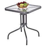 Custpromo 24″ Outdoor Dining Square Table Patio Bistro Table Tempered Glass Top Gray Steel Frame Garden Backyard Furniture For Sale Custpromo 24″ Outdoor Dining Square Table Patio Bistro Table Tempered Glass Top Gray Steel Frame Garden Backyard Furniture For Sale