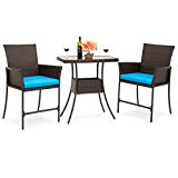 Cheap Best Choice Products 3-Piece Patio Wicker Bistro Set w/Glass Top