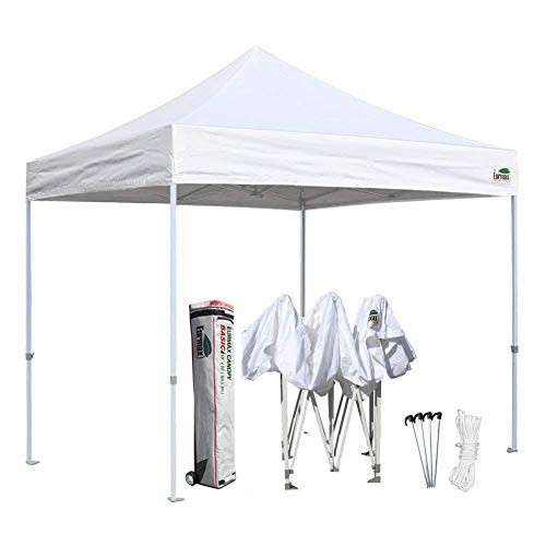 Eurmax 10'x10' Ez Pop Up Canopy Tent Commercial Shelter with Heavy Duty Roller Bag (White)